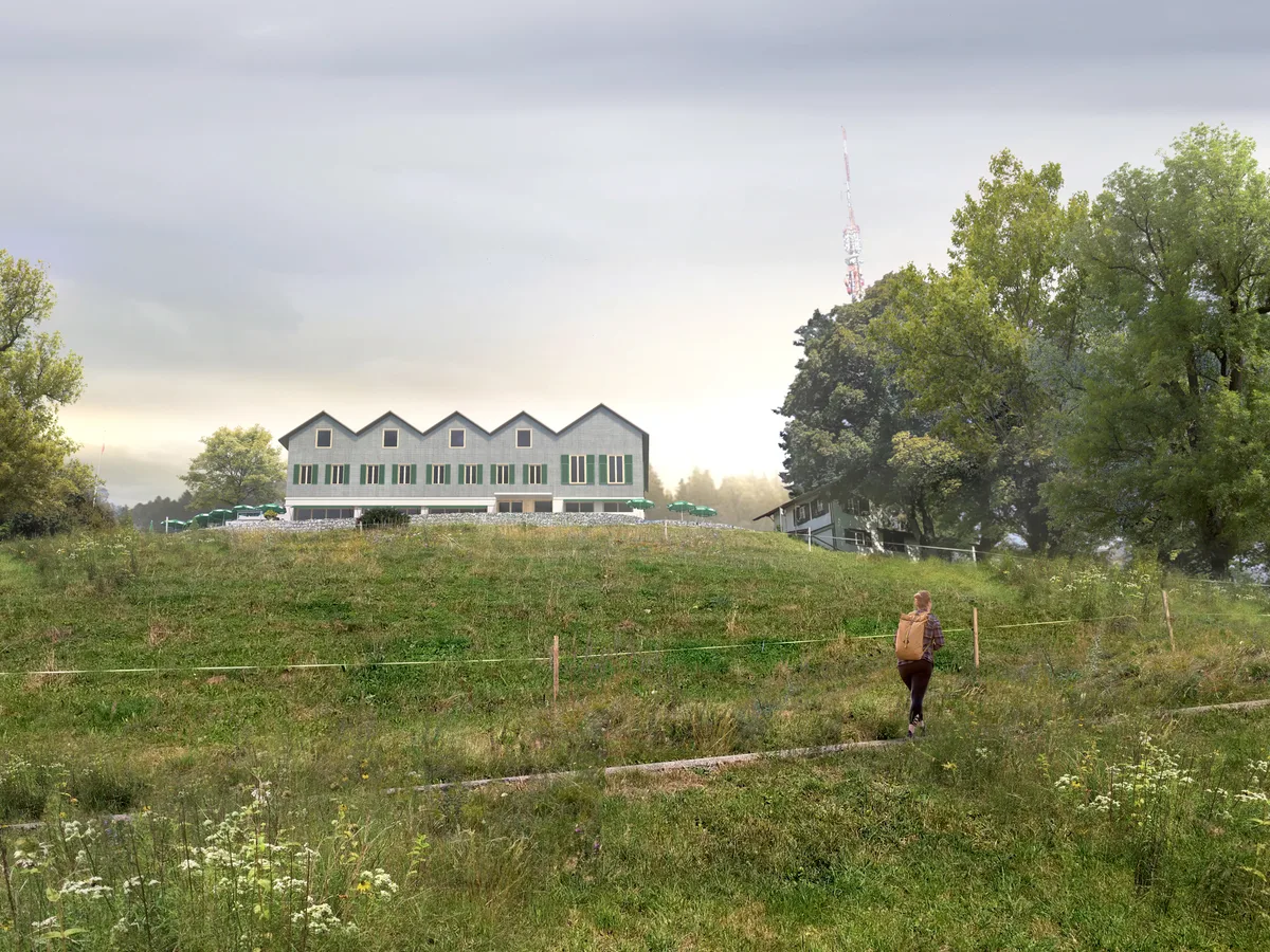 Eine Visualisierung des Restaurants Bachtel-Kulm nach dem Umbau.